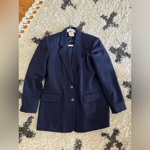 Classic Vintage 1980s Navy Bentley Boyfriend Blazer in Soft Wool